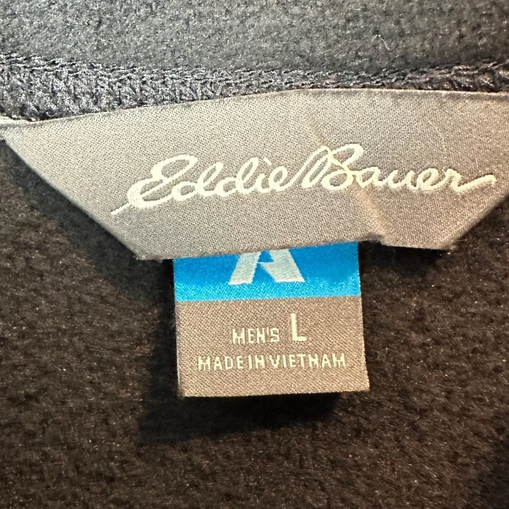 Eddie Bauer Sweater Mens Large First Ascent Black Fleece Quarter Zip Pullover